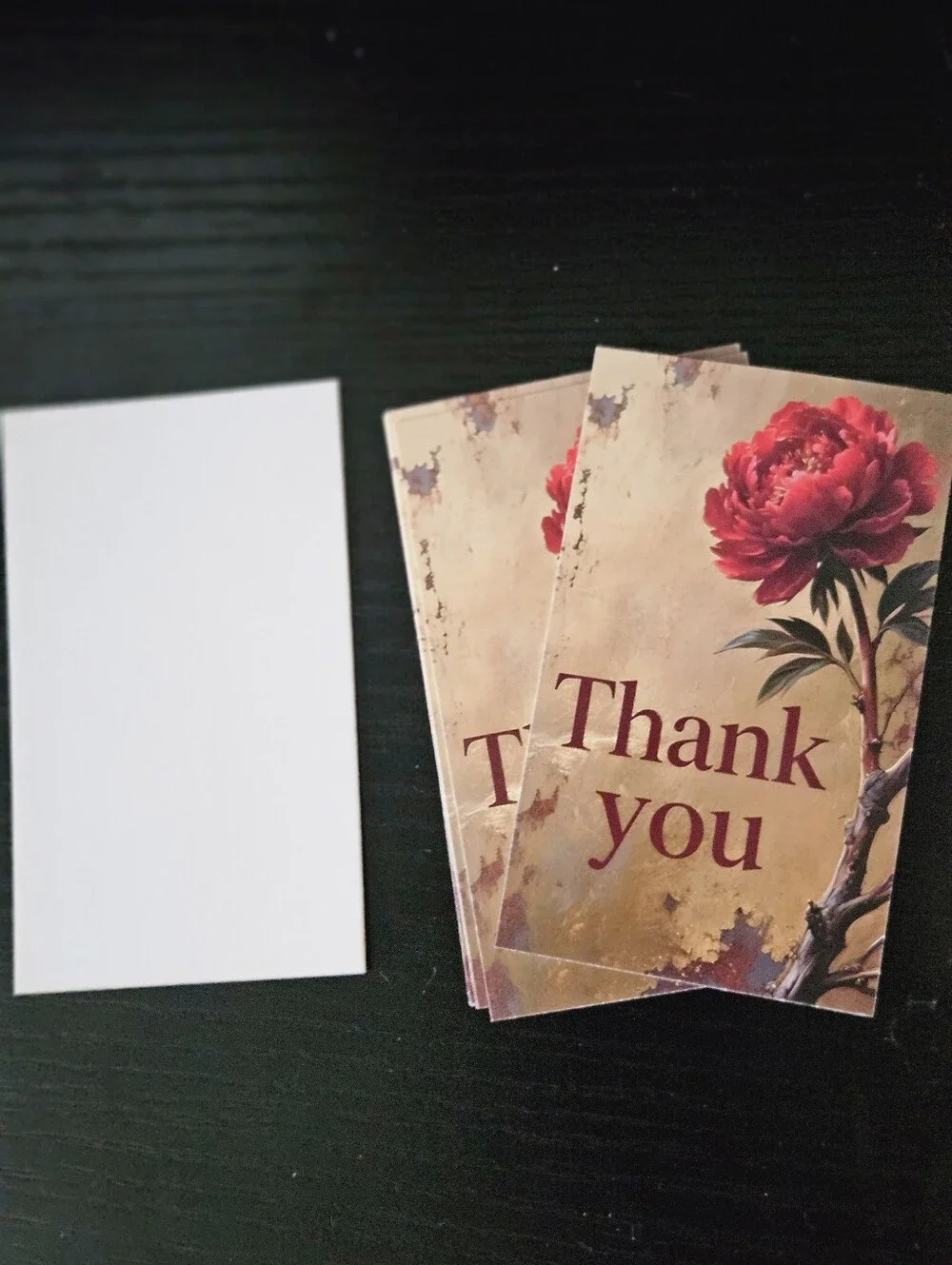 Thank You Floral Cards - Red Peony Design